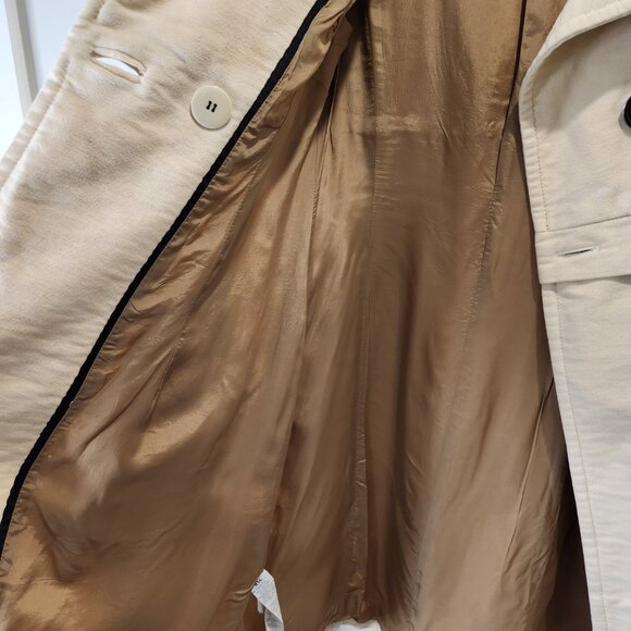 Womens Vintage Mango Double Breasted Long Coat, Cream - Picture 16 of 16